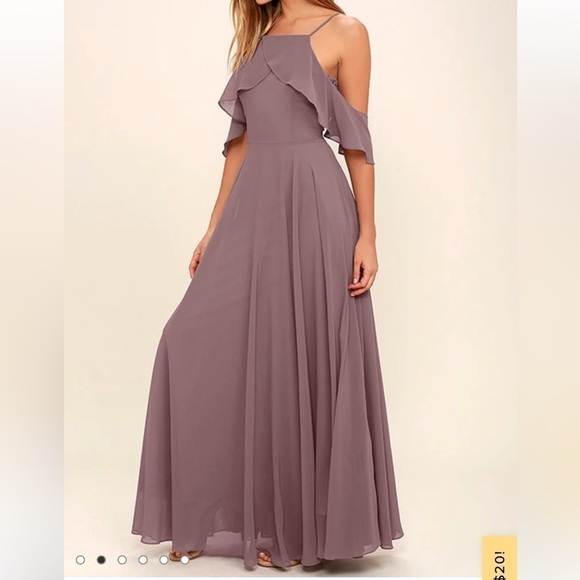 Lulu’s Chandelier Dusty Rose Purple Maxi Dress Size Small - Picture 3 of 16